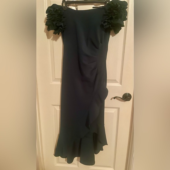 Women's Off-The-Shoulder Scuba Crepe Midi Dress - Picture 2 of 9